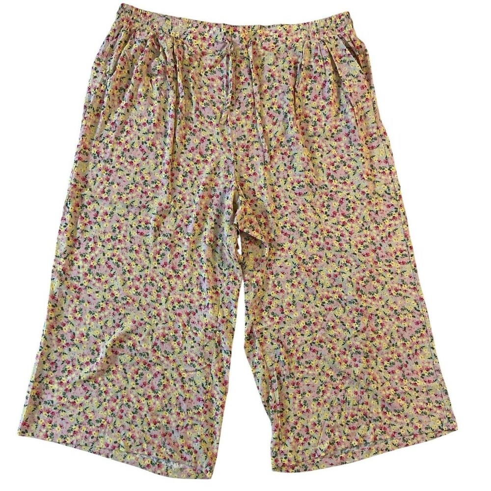 Torrid Women’s Plus 4 Cropped Wide Leg Pants Floral Print Lightweight